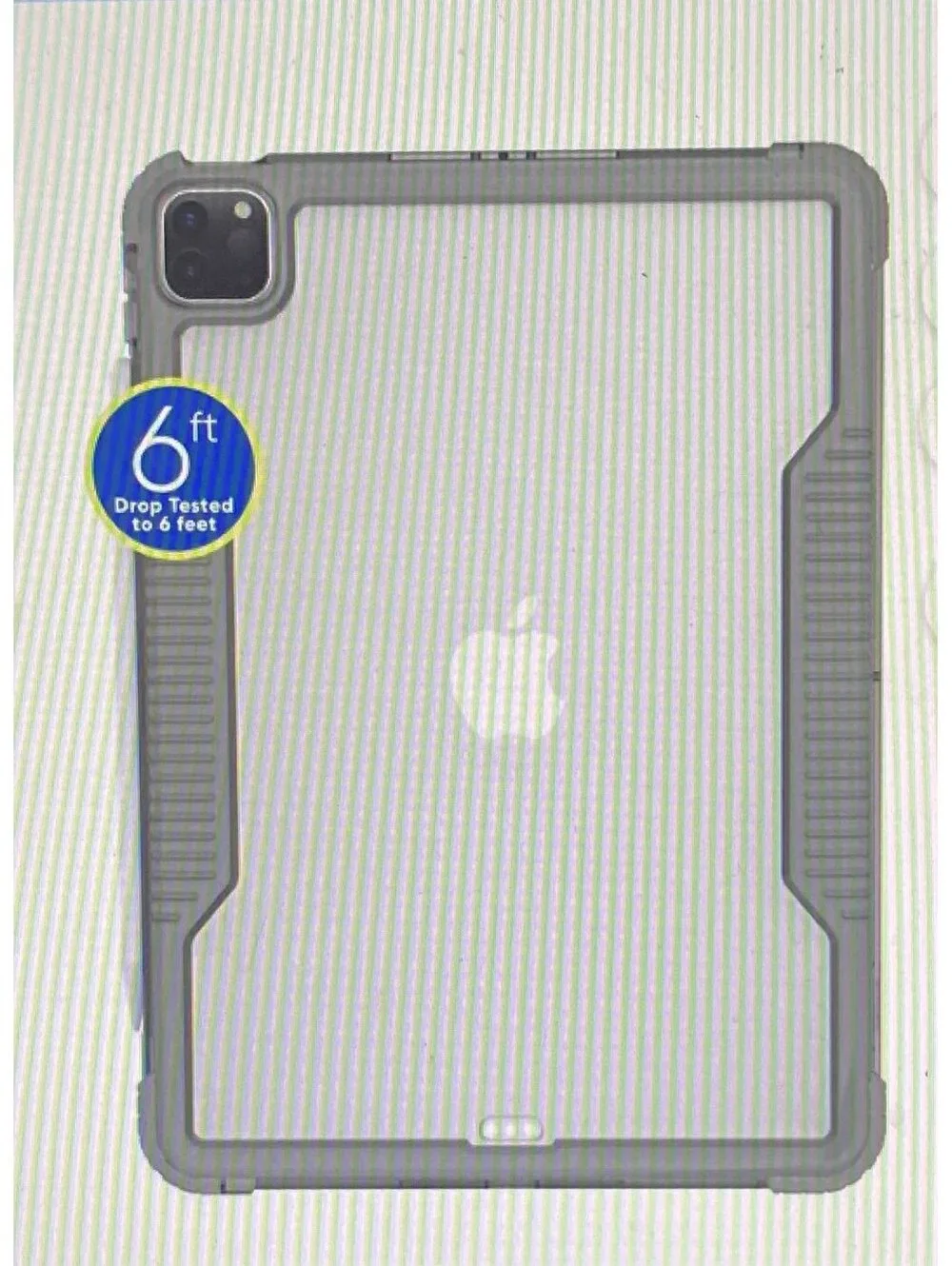 Onn Slim Rugged Tablet Case for iPad Pro 11” and iPad Air 10.9” Gray/Clear